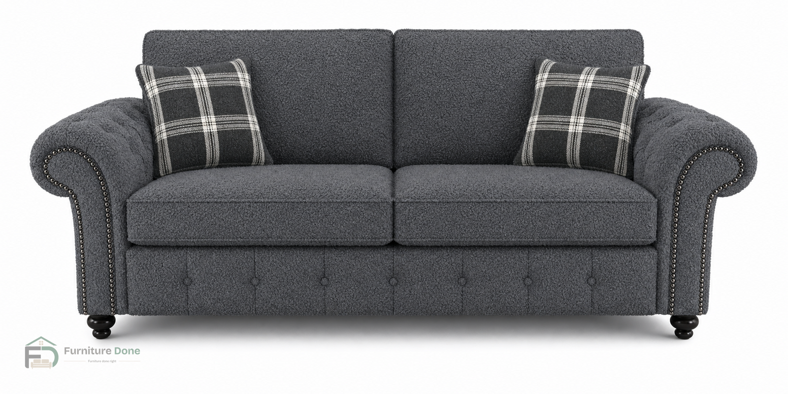 Oakland 3 Seater Sofa in Teddy Bouclé Grey — Furniture Done