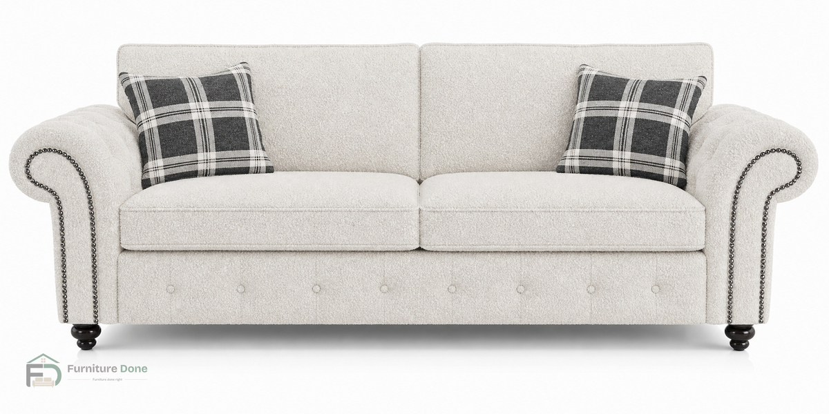Oakland 3 Seater Sofa in Teddy Bouclé White — Furniture Done