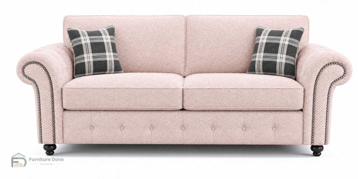 Oakland 3 Seater Sofa in Teddy Bouclé Pink — Furniture Done