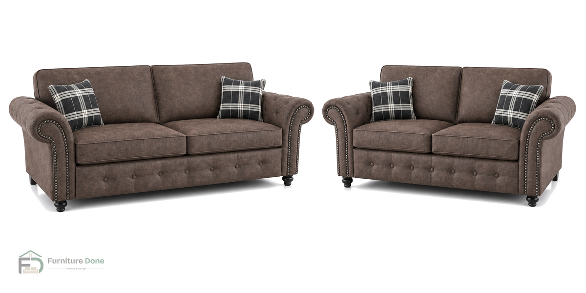 Oakland 3+2 Sofa Set in Faux Leather Chocolate — Furniture Done