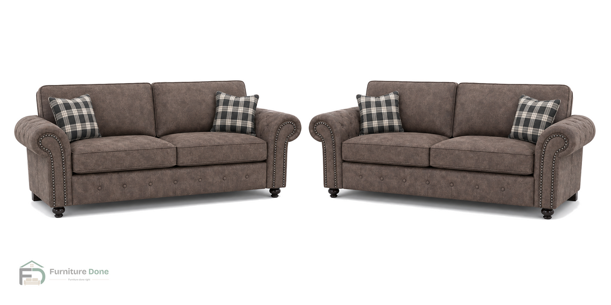 Oakland 3+3 Sofa Set in Faux Leather Chocolate — Furniture Done