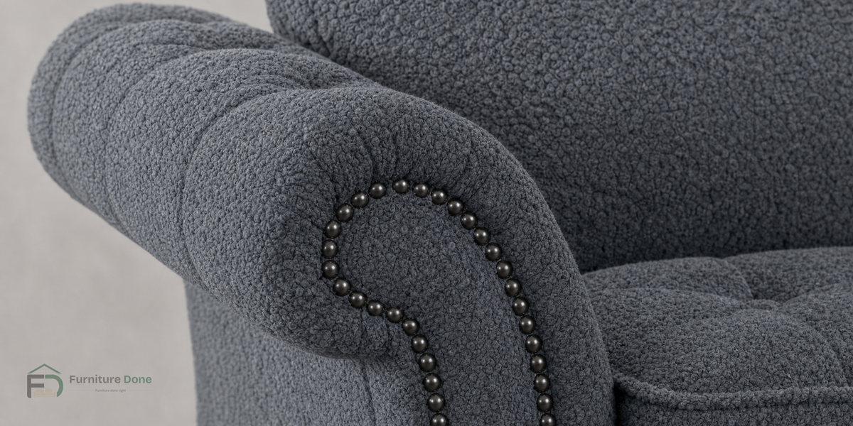 Oakland Armchair in Teddy Bouclé Grey — Furniture Done