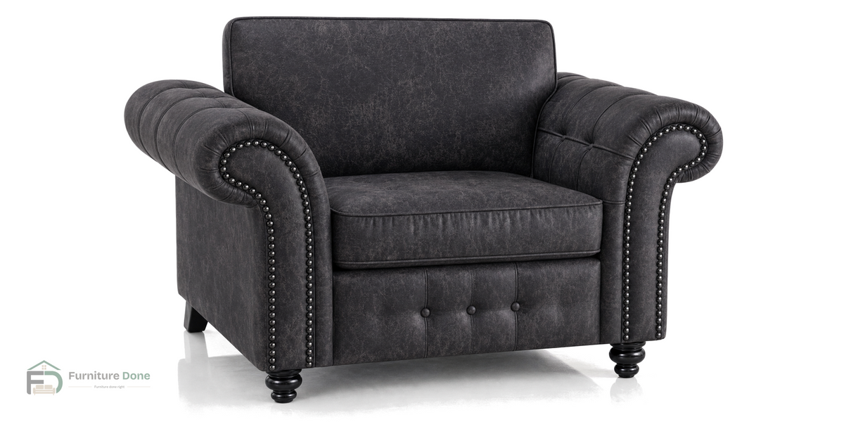 Oakland Armchair in Faux Leather Black — Furniture Done