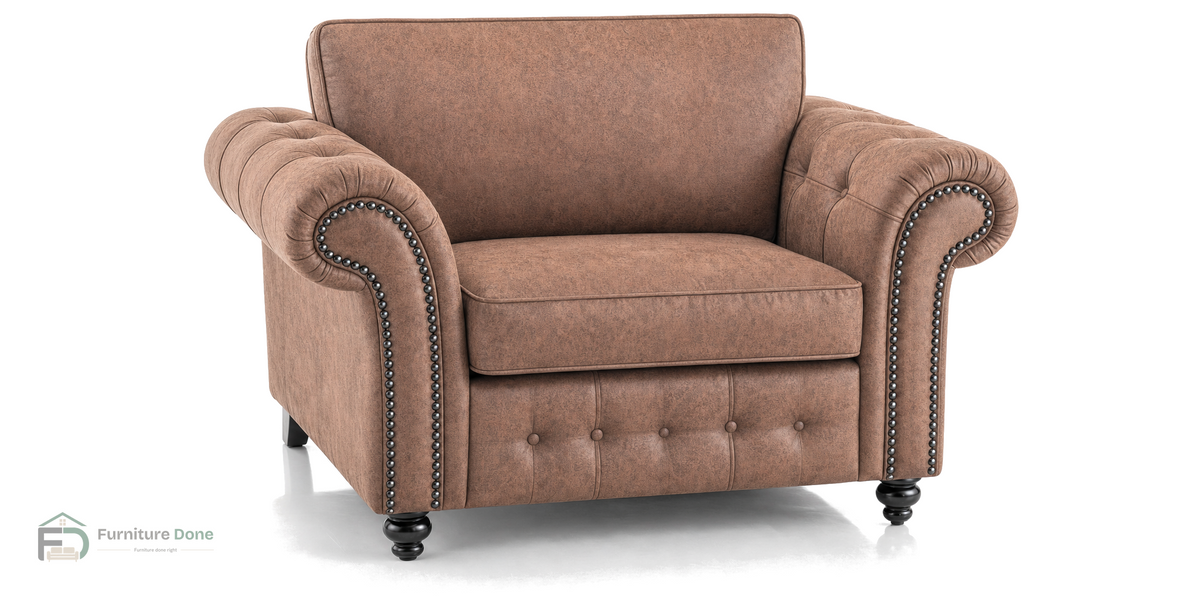 Oakland Armchair in Faux Leather Tan — Furniture Done