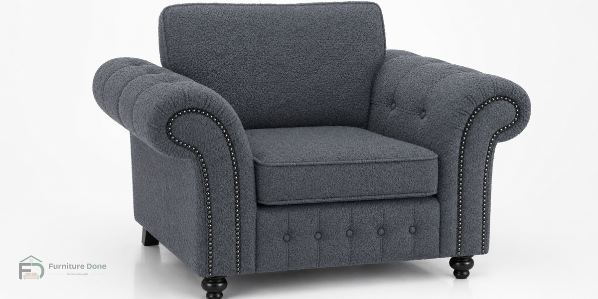 Oakland Armchair in Teddy Bouclé Grey — Furniture Done