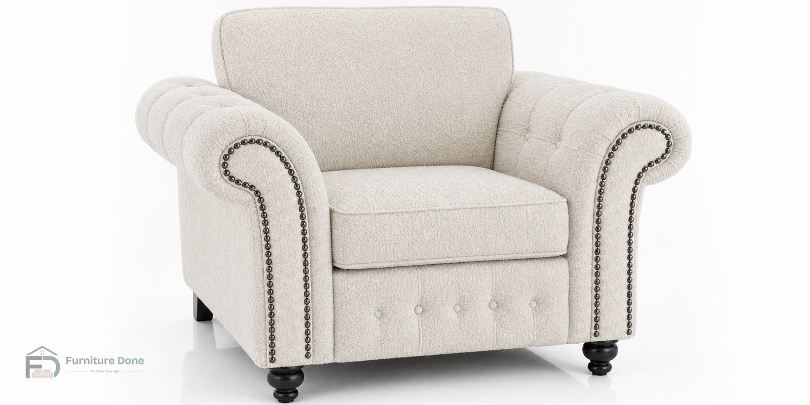 Oakland Armchair in Teddy Bouclé White — Furniture Done
