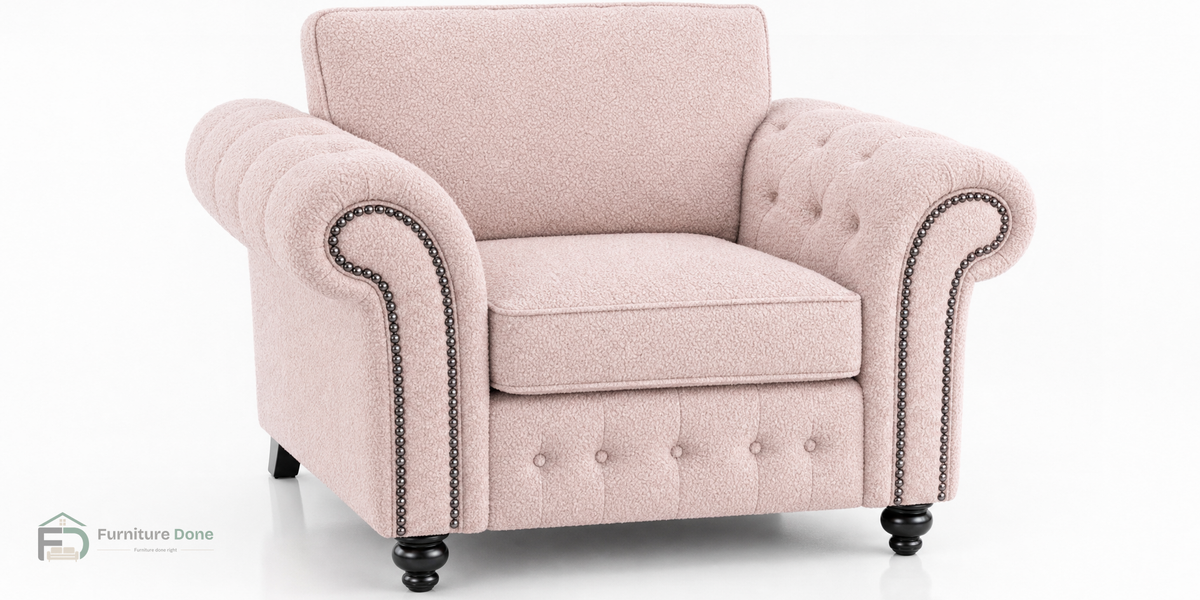 Oakland Armchair in Teddy Bouclé Pink — Furniture Done