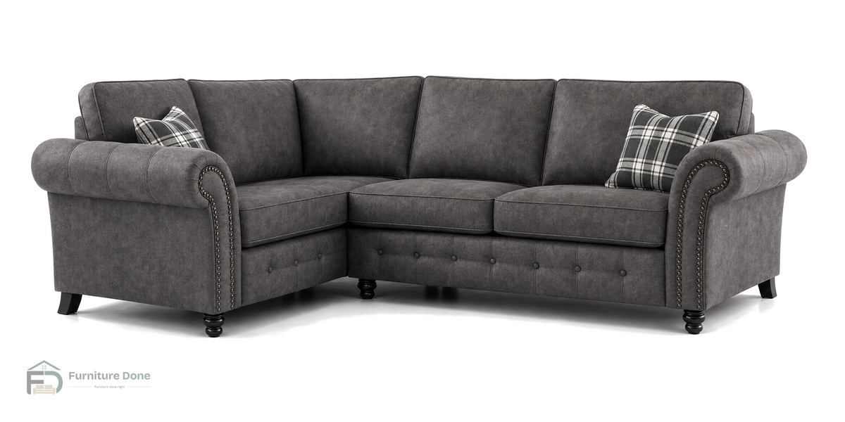 Oakland Corner Sofa LH in Faux Leather Grey — Furniture Done