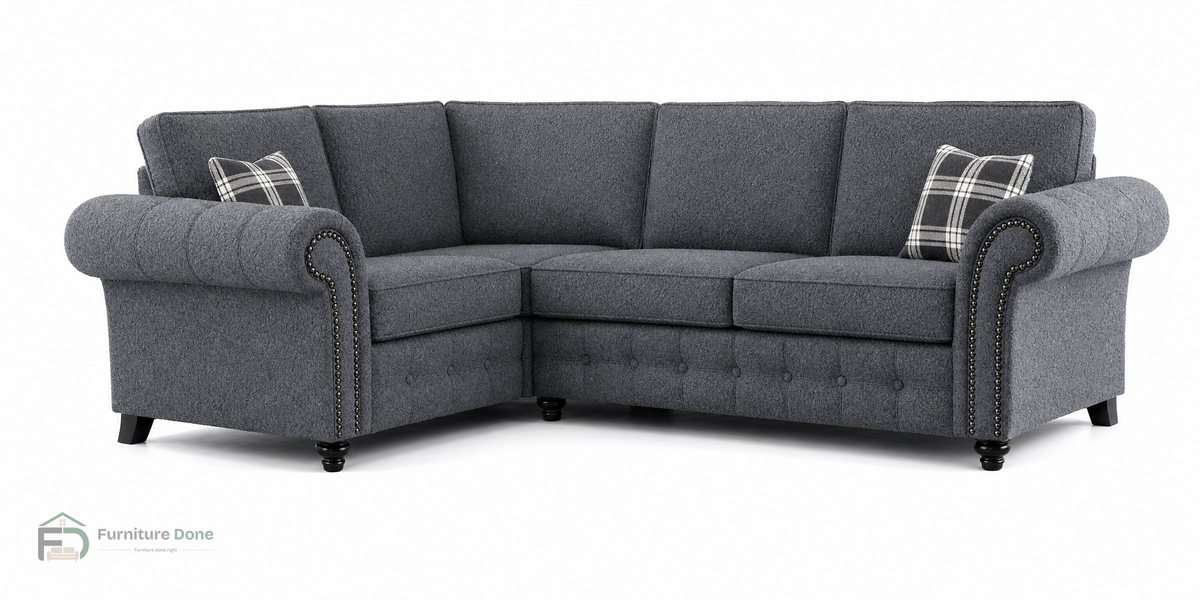 Oakland Corner Sofa LH in Teddy Bouclé Grey — Furniture Done