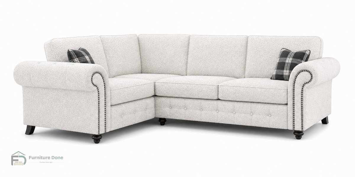 Oakland Corner Sofa LH in Teddy Bouclé White — Furniture Done