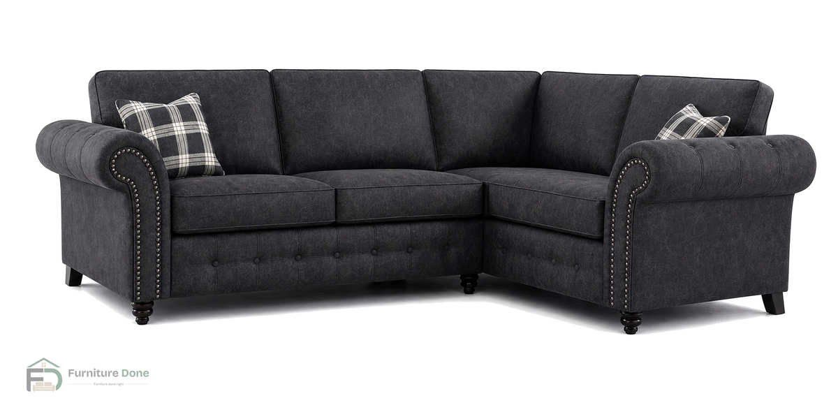Oakland Corner Sofa RH in Faux Leather Black — Furniture Done