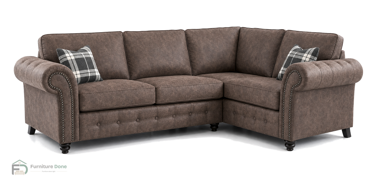 Oakland Corner Sofa RH in Faux Leather Chocolate — Furniture Done