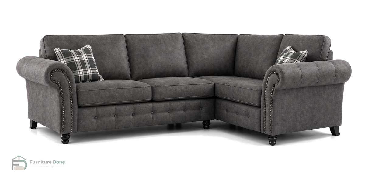 Oakland Corner Sofa RH in Faux Leather Grey — Furniture Done
