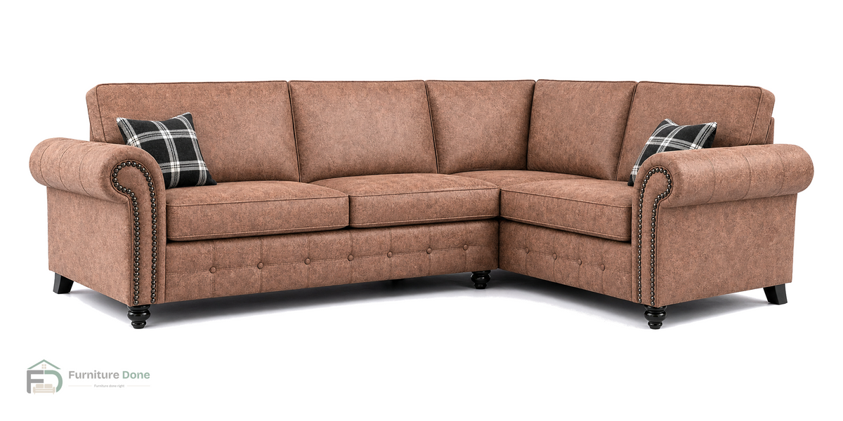 Oakland Corner Sofa RH in Faux Leather Tan — Furniture Done