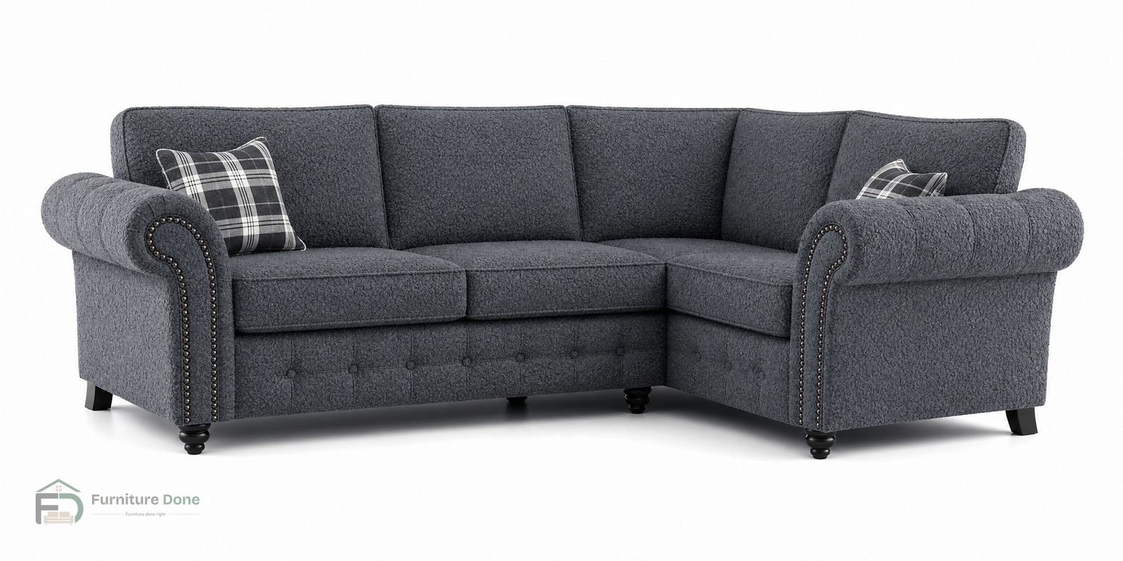 Oakland Corner Sofa RH in Teddy Bouclé Grey — Furniture Done