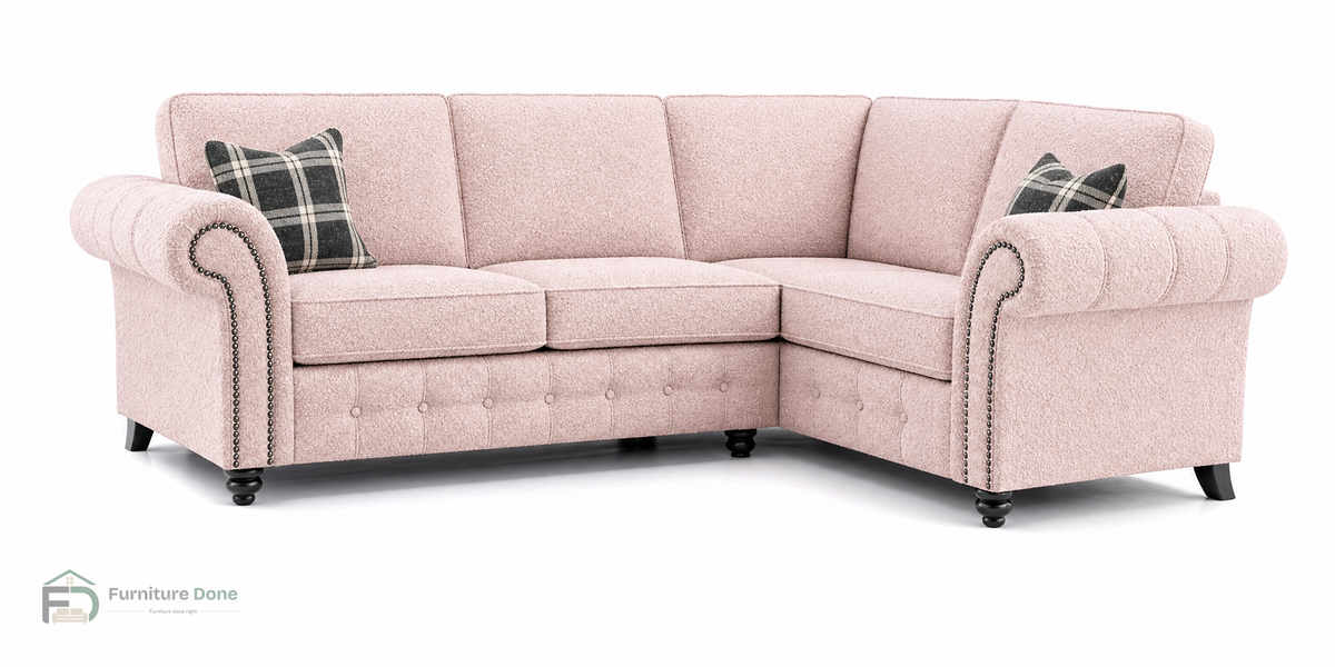 Oakland Corner Sofa RH in Teddy Bouclé Pink — Furniture Done