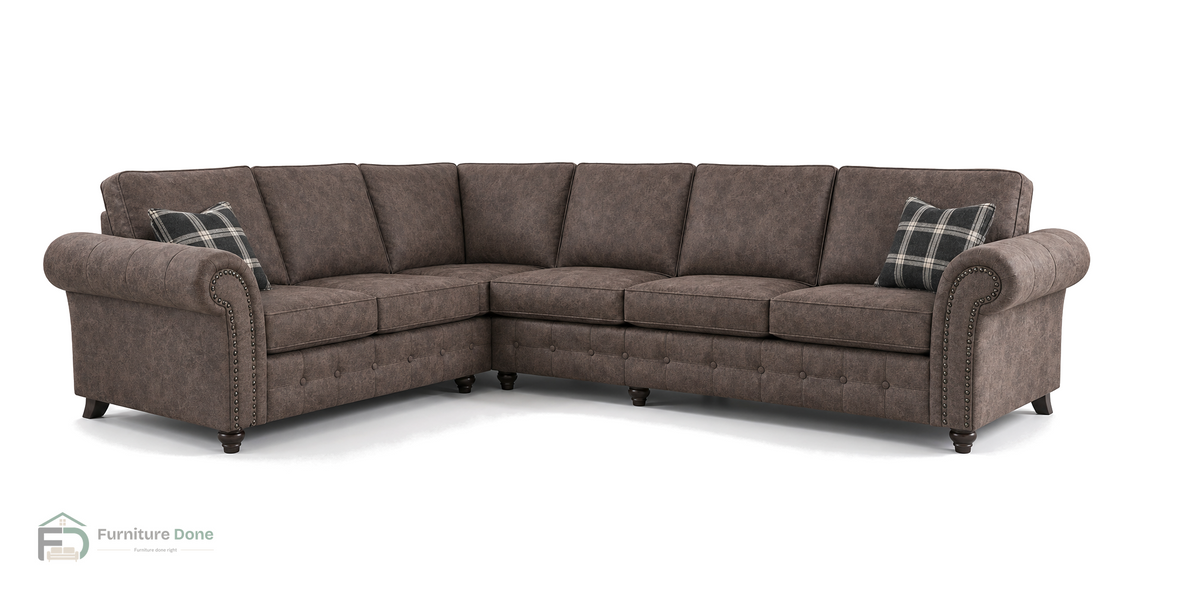 Oakland Large Corner Sofa LH in Faux Leather Chocolate — Furniture Done