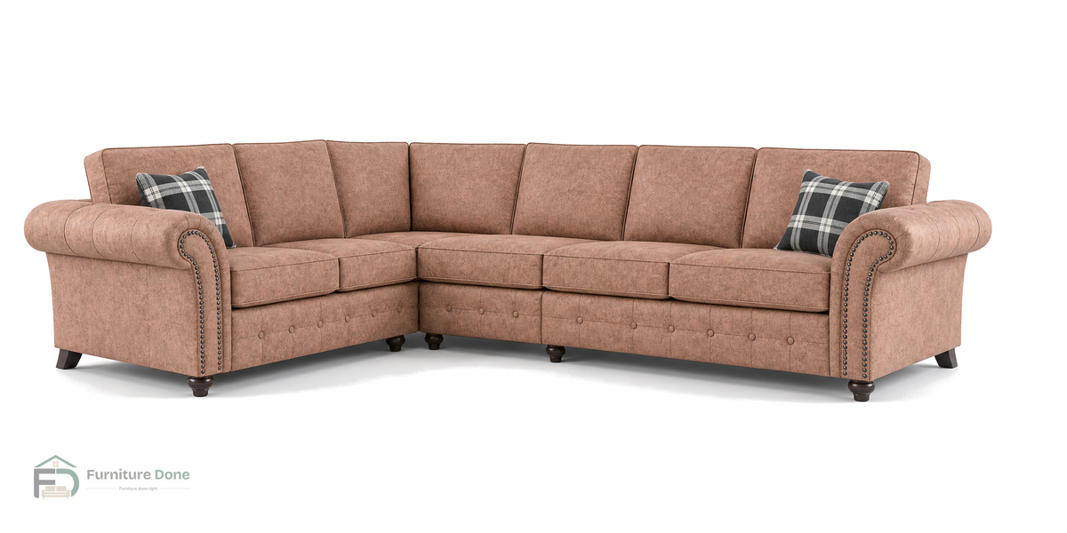 Oakland Large Corner Sofa LH in Faux Leather Tan — Furniture Done