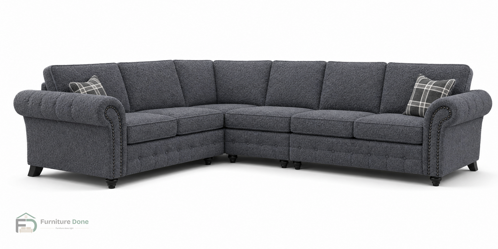 Oakland Large Corner Sofa LH in Teddy Bouclé Grey — Furniture Done