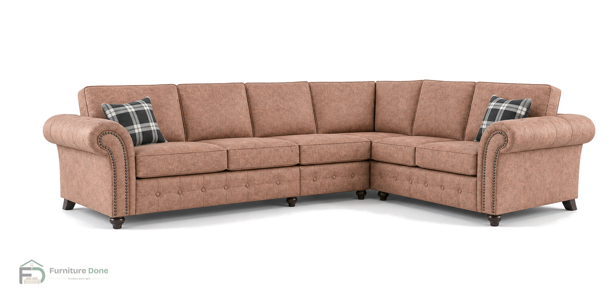 Oakland Large Corner Sofa RH in Faux Leather Tan — Furniture Done