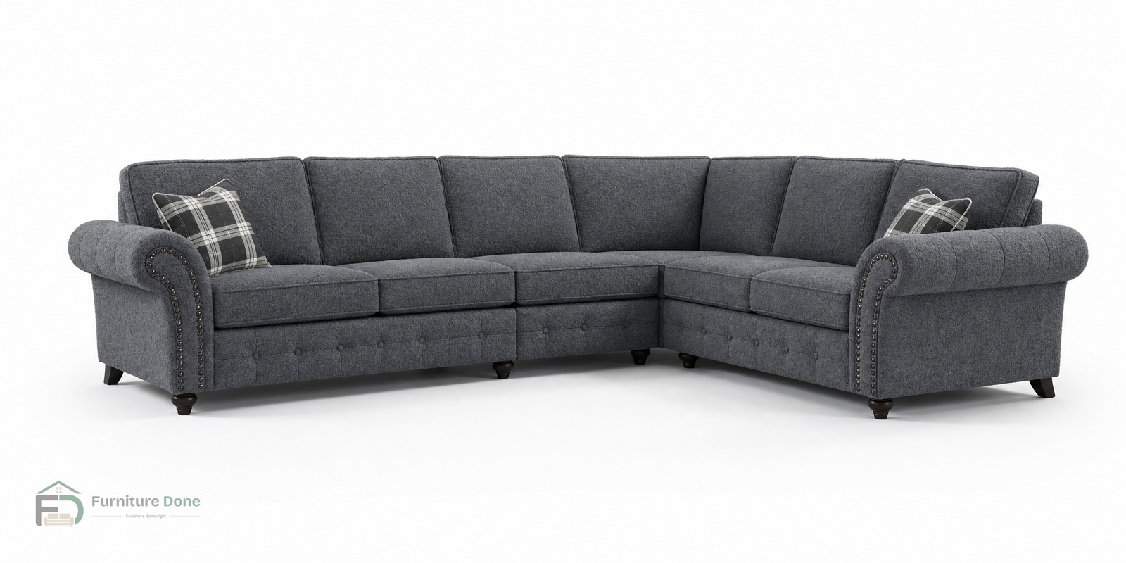 Oakland Large Corner Sofa RH in Teddy Bouclé Grey — Furniture Done