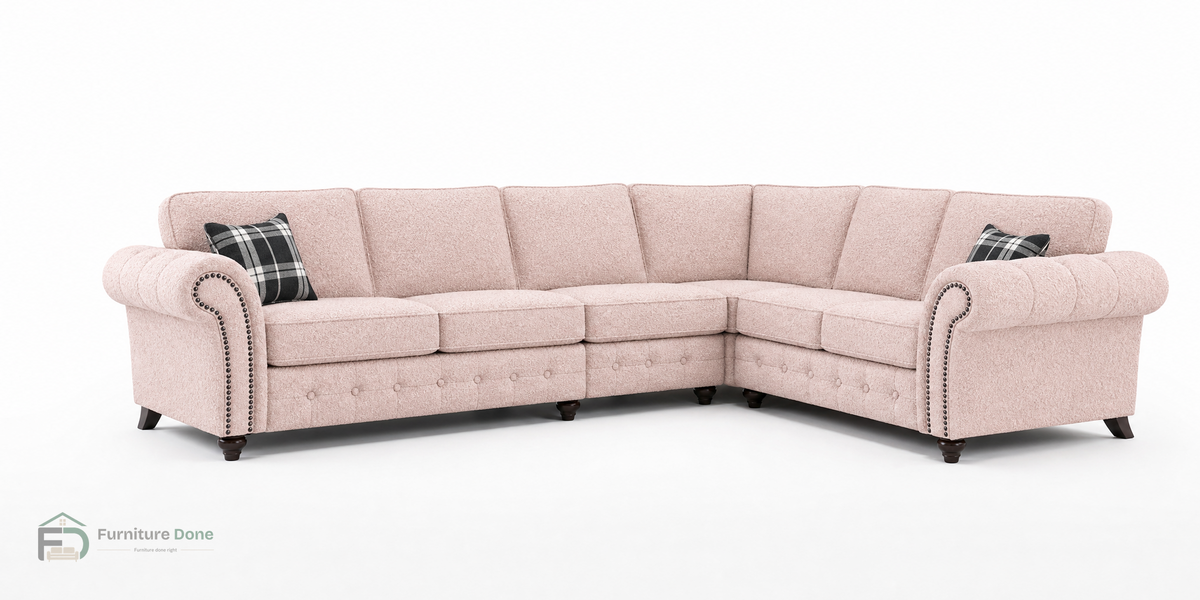 Oakland Large Corner Sofa RH in Teddy Bouclé Pink — Furniture Done