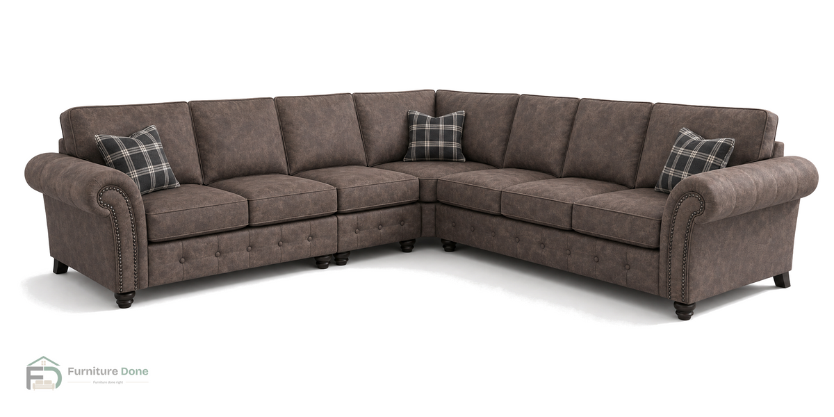 Oakland Large Symmetrical Sofa in Faux Leather Chocolate — Furniture Done