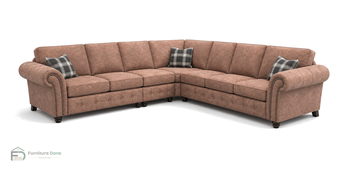 Oakland Large Symmetrical Sofa in Faux Leather Tan — Furniture Done