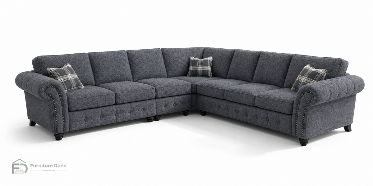 Oakland Large Symmetrical Sofa in Teddy Bouclé Grey — Furniture Done