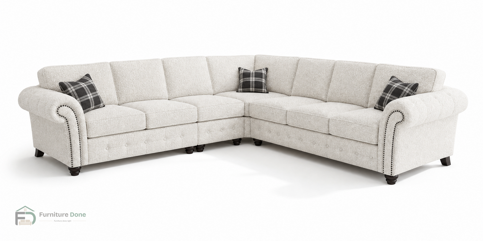 Oakland Large Symmetrical Sofa in Teddy Bouclé White — Furniture Done