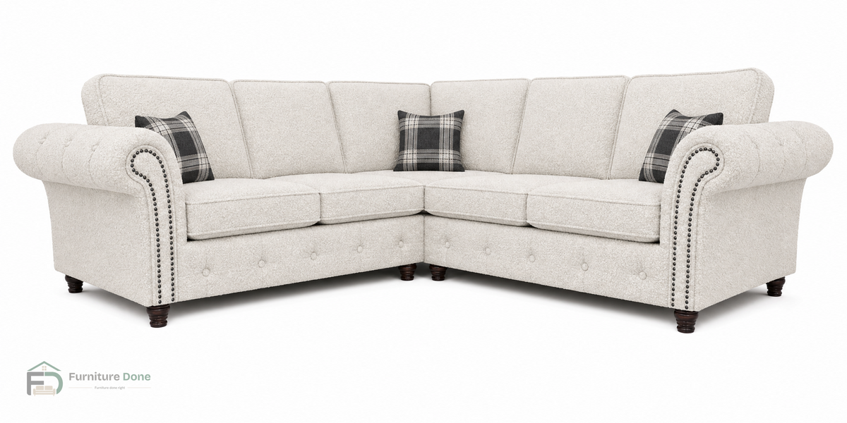 Oakland Symmetrical Sofa in Teddy Bouclé White — Furniture Done