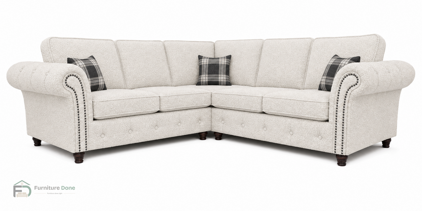 Oakland Symmetrical Sofa in Teddy Bouclé White — Furniture Done