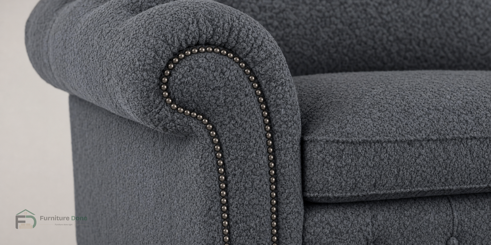 Teddy Bouclé Grey fabric close-up — Furniture Done