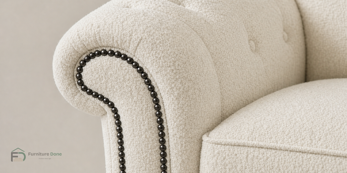 Teddy Bouclé White fabric close-up — Furniture Done