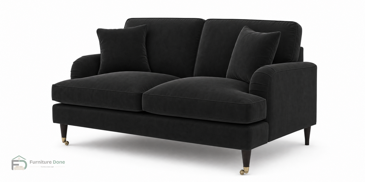 Payton 2 Seater Sofa in Plush Velvet Black — Furniture Done