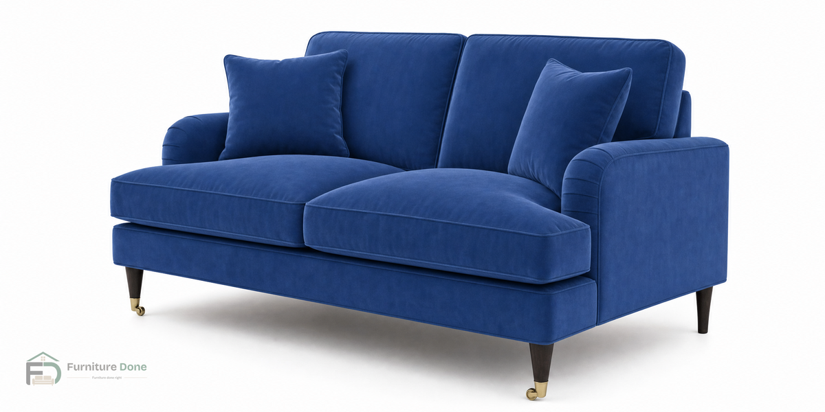 Payton 2 Seater Sofa in Plush Velvet Blue — Furniture Done