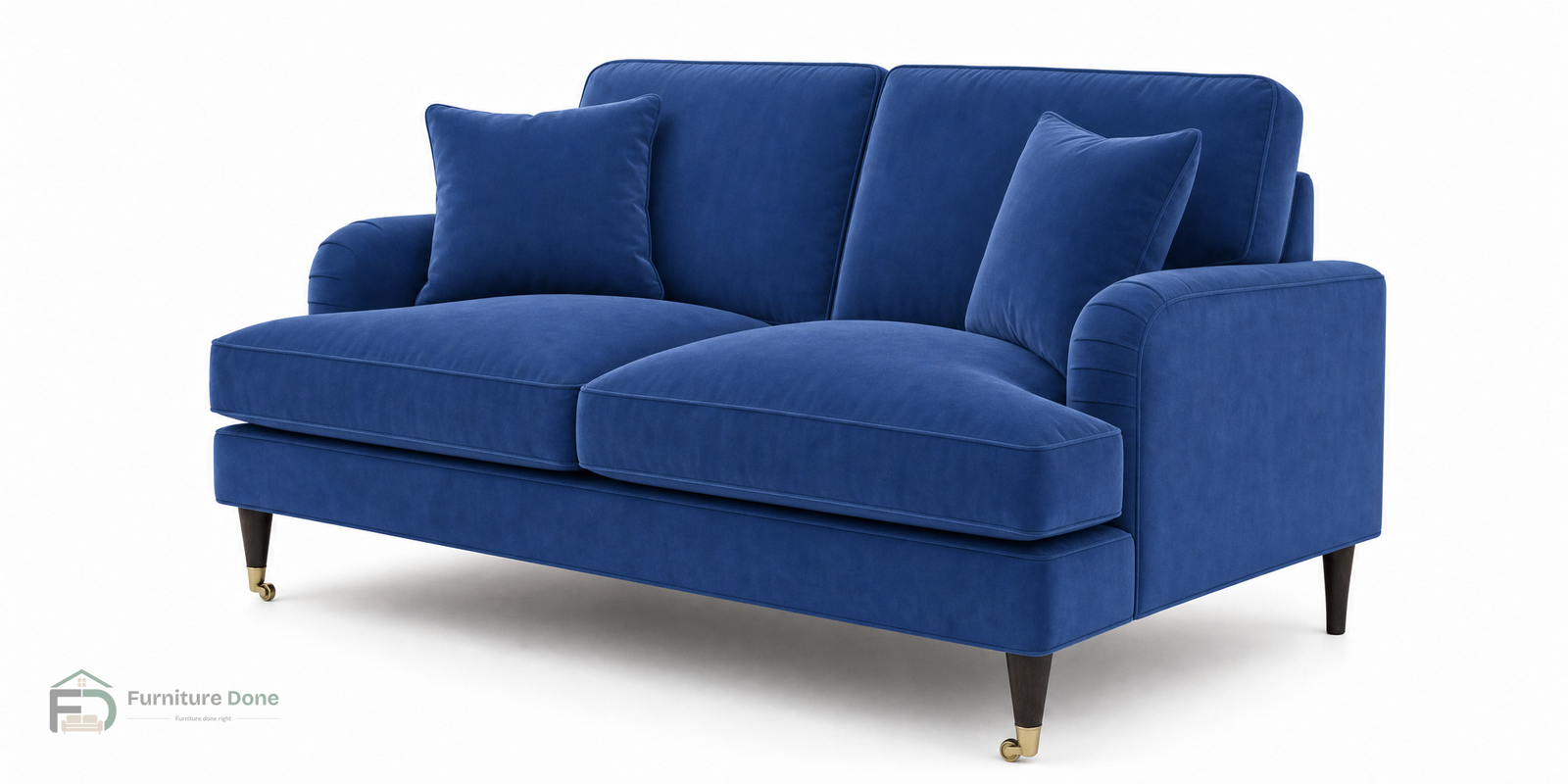 Payton 2 Seater Sofa in Plush Velvet Blue — Furniture Done