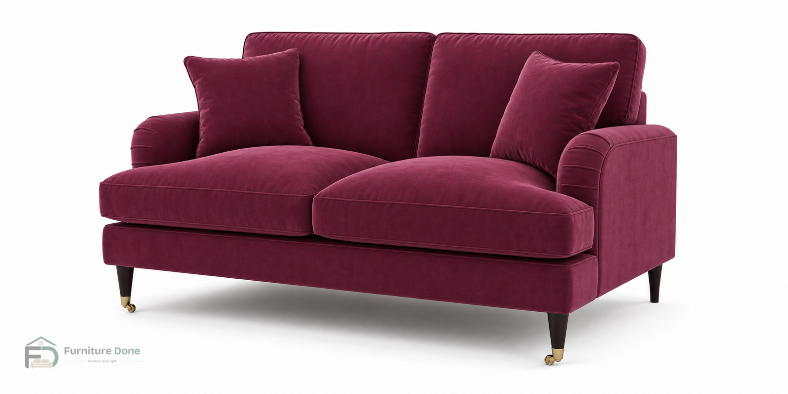 Payton 2 Seater Sofa in Plush Velvet Burgundy — Furniture Done