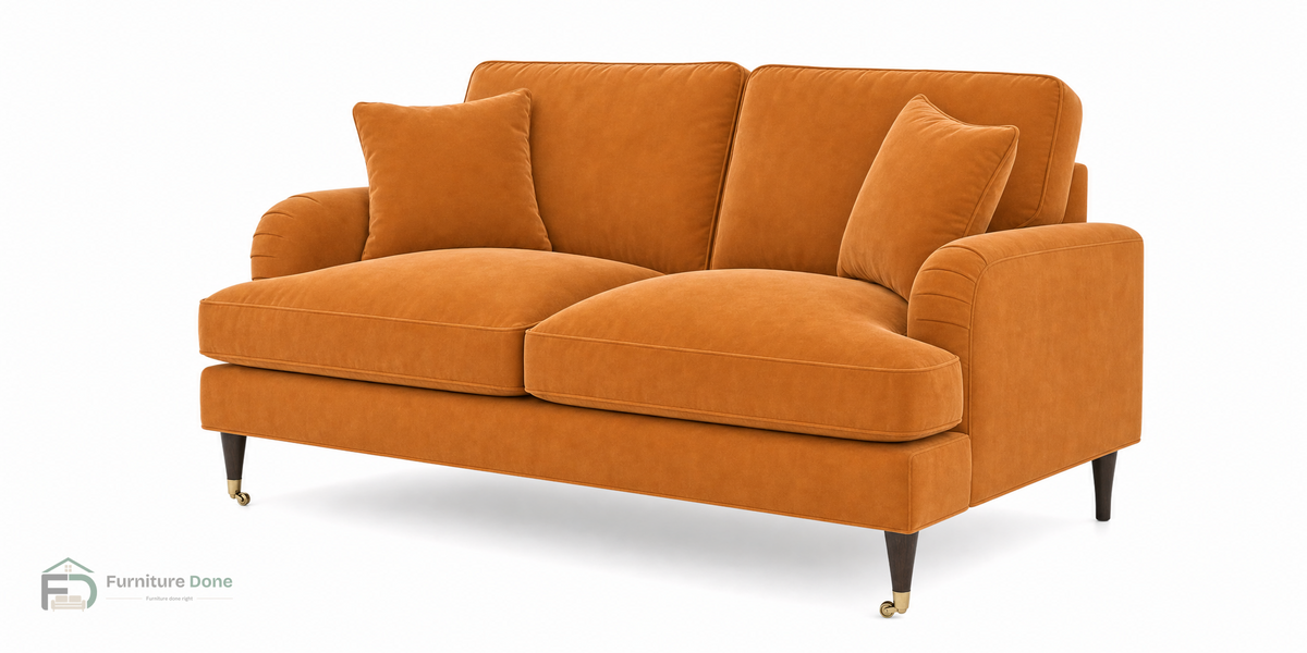 Payton 2 Seater Sofa in Plush Velvet Burnt Orange — Furniture Done