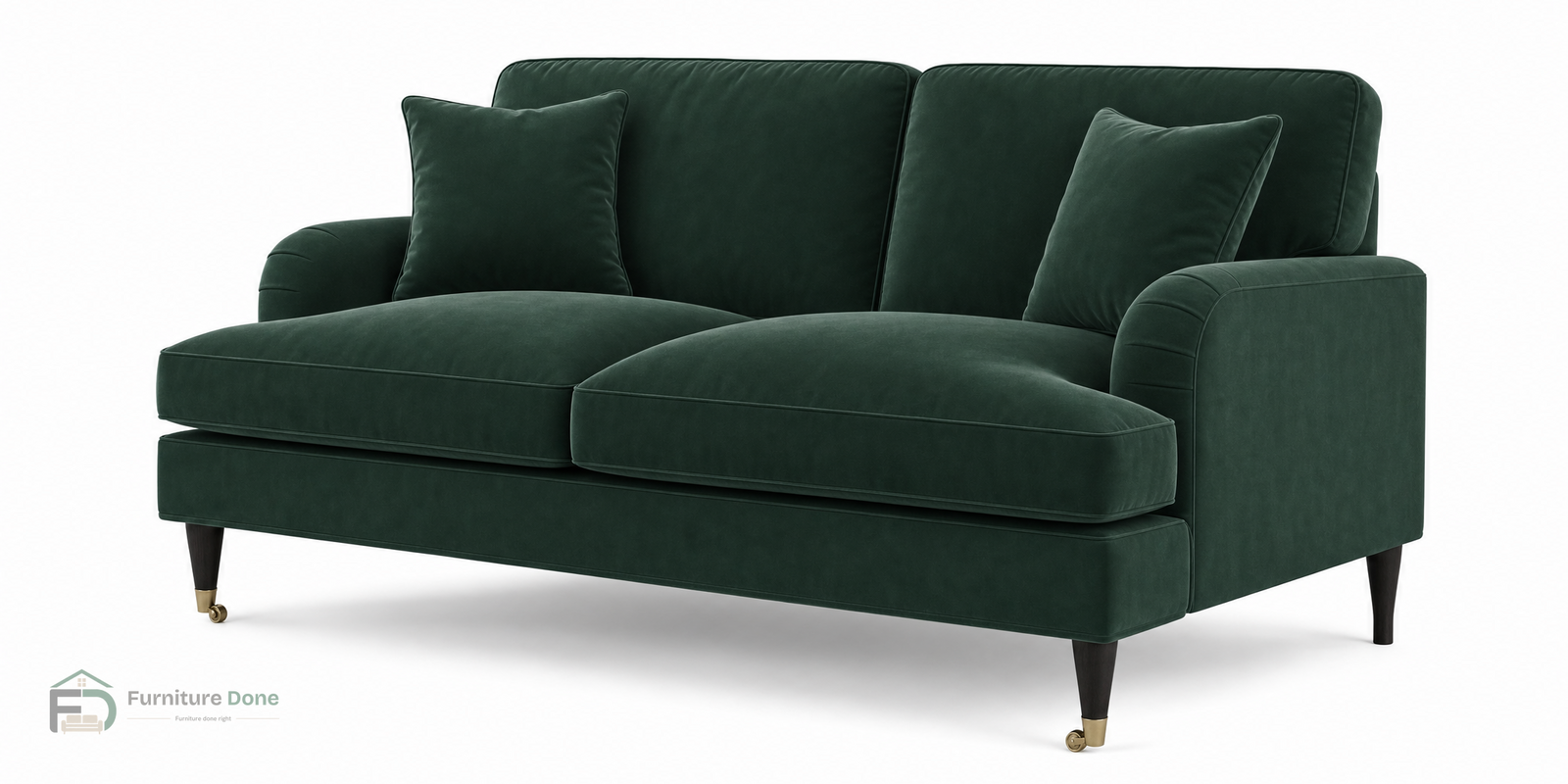 Payton 2 Seater Sofa in Plush Velvet Green — Furniture Done