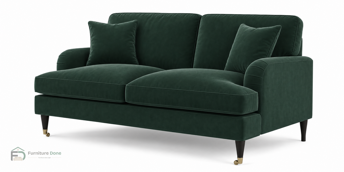 Payton 2 Seater Sofa in Plush Velvet Green — Furniture Done
