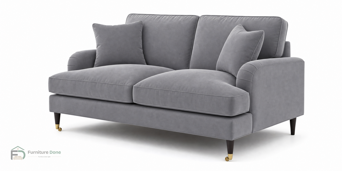 Payton 2 Seater Sofa in Plush Velvet Grey — Furniture Done