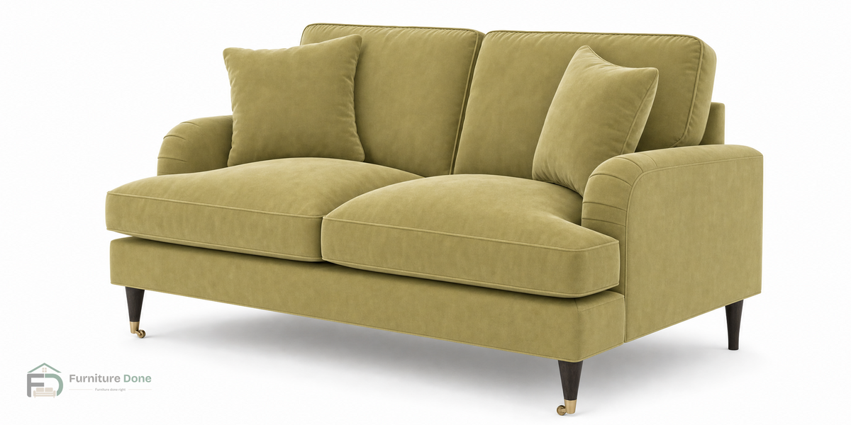 Payton 2 Seater Sofa in Plush Velvet Olive — Furniture Done