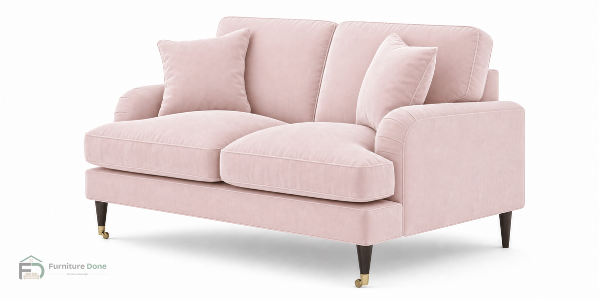 Payton 2 Seater Sofa in Plush Velvet Pink — Furniture Done