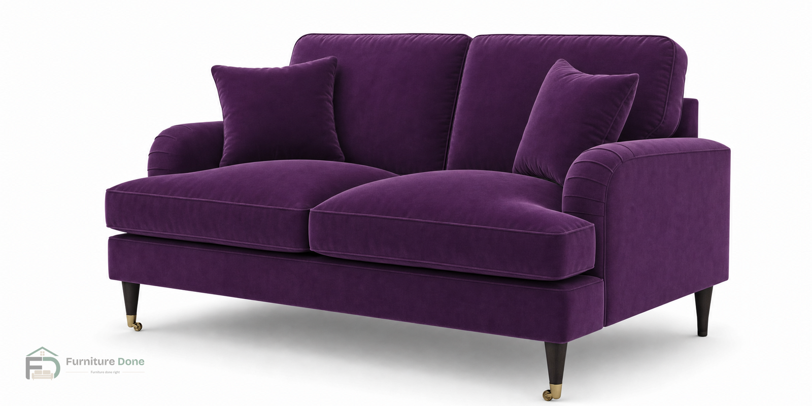 Payton 2 Seater Sofa in Plush Velvet Purple — Furniture Done