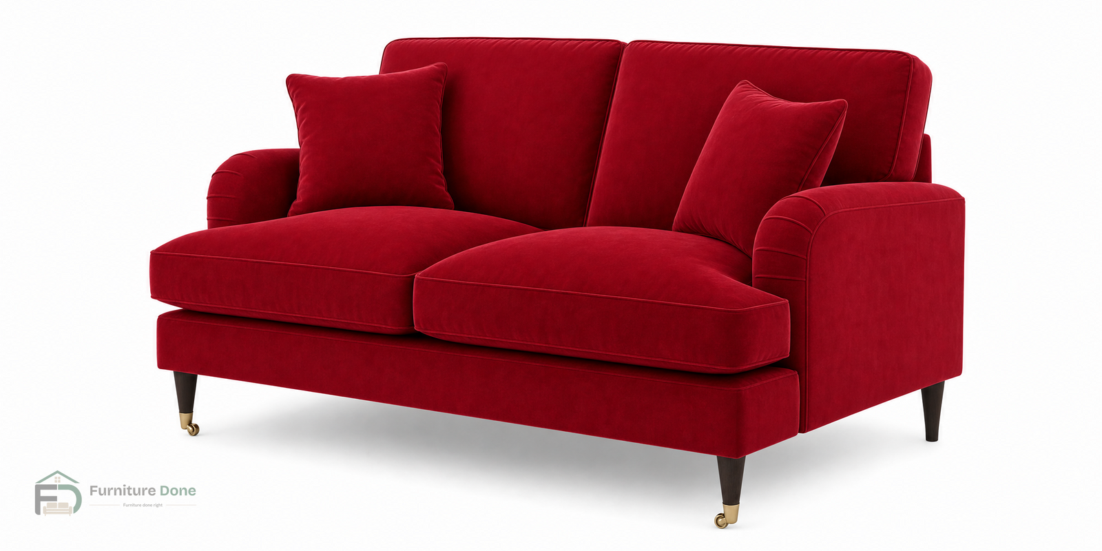 Payton 2 Seater Sofa in Plush Velvet Red — Furniture Done