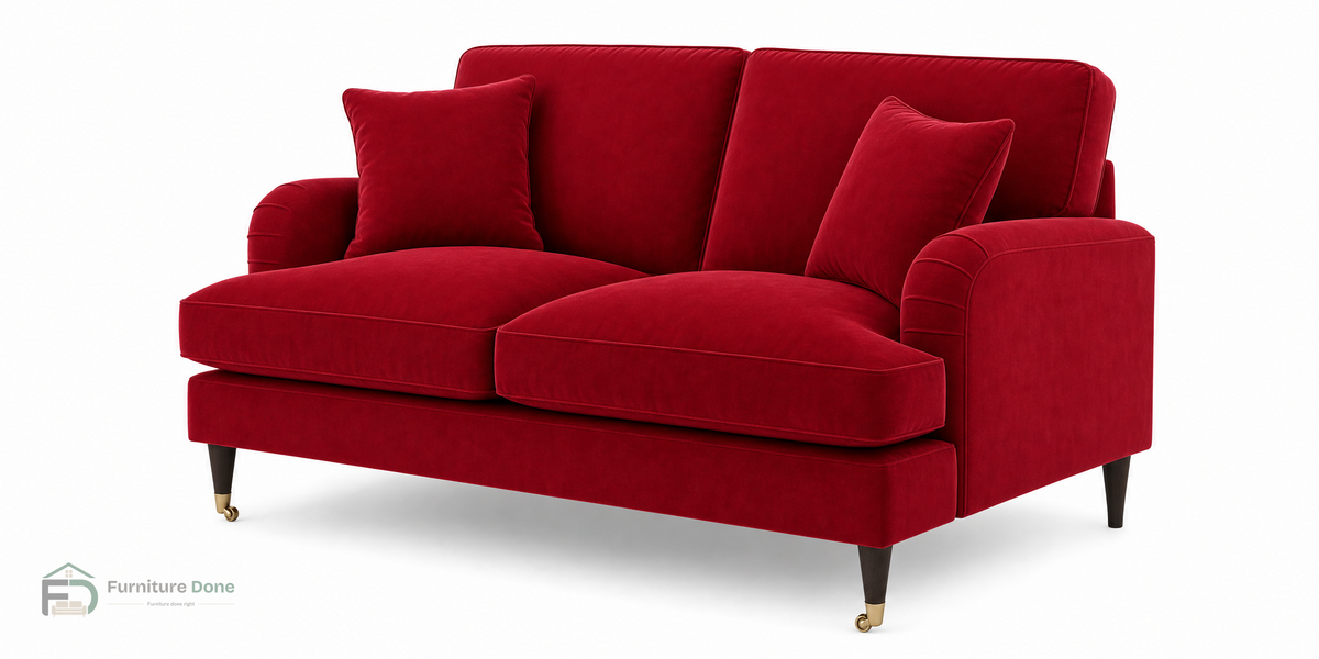 Payton 2 Seater Sofa in Plush Velvet Red — Furniture Done