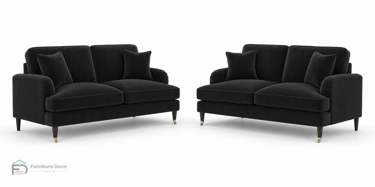 Payton 2+2 Sofa Set in Plush Velvet Black — Furniture Done