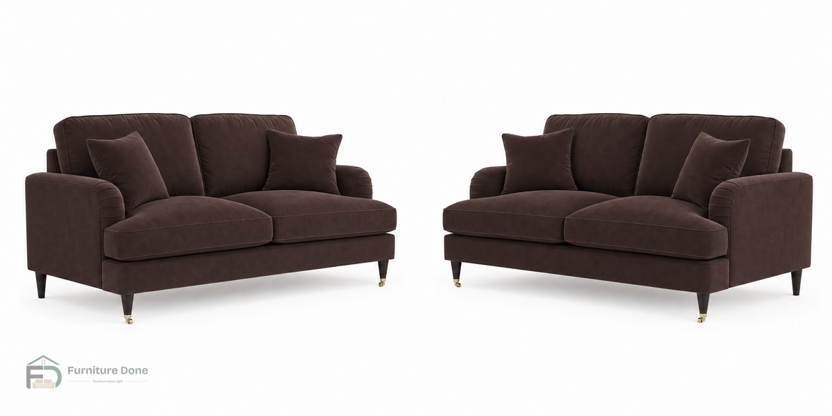 Payton 2+2 Sofa Set in Plush Velvet Brown — Furniture Done