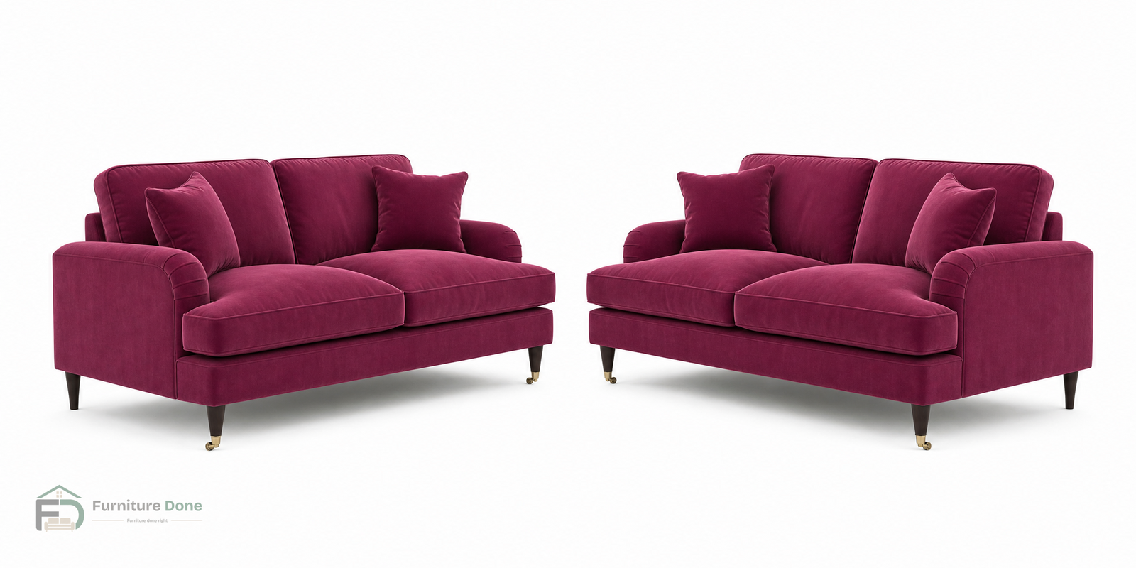 Payton 2+2 Sofa Set in Plush Velvet Burgundy — Furniture Done